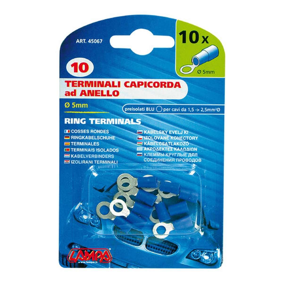 10 terminali - capicorda ad anello - Blu