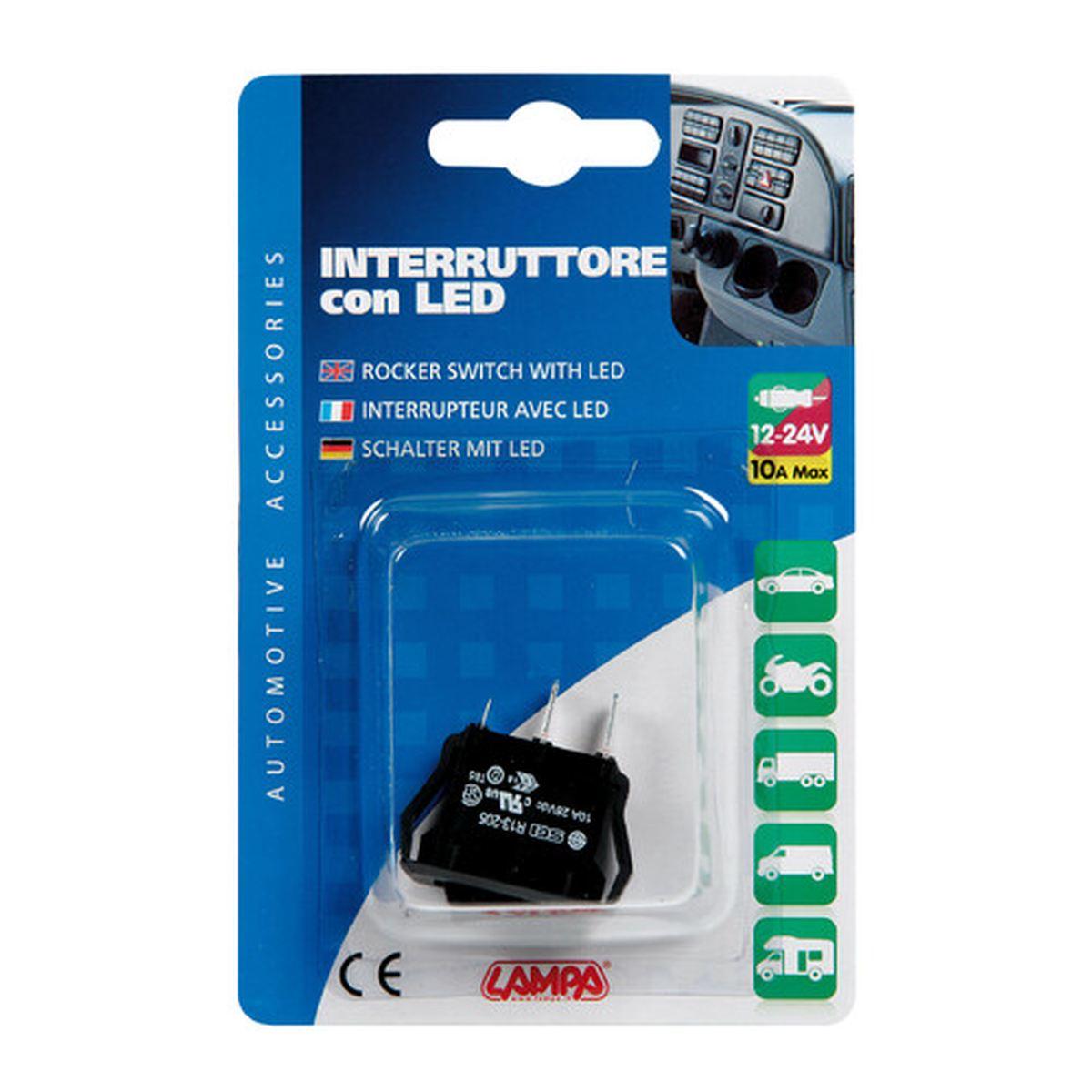 Micro interruttore con spia a Led - 12/24V - Blu