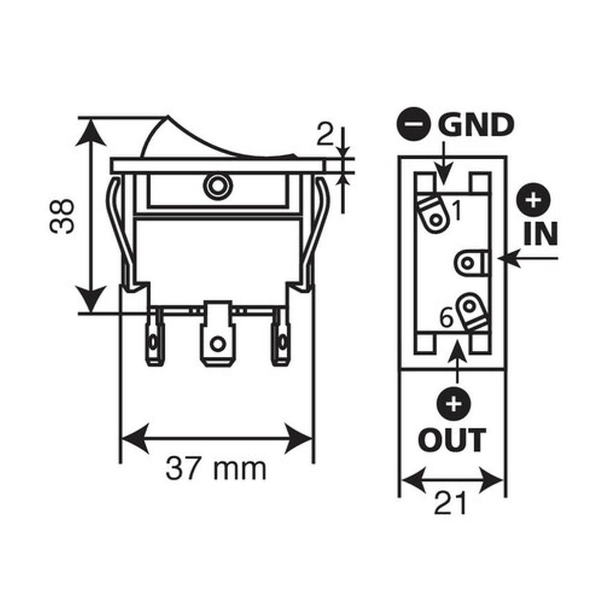 Interruttore con spia a Led - 12/24V - 20A