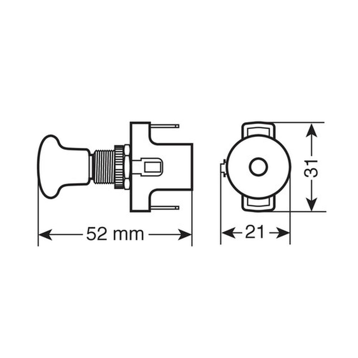 Interruttore tira/spingi a led - 12V - Rosso - 10A