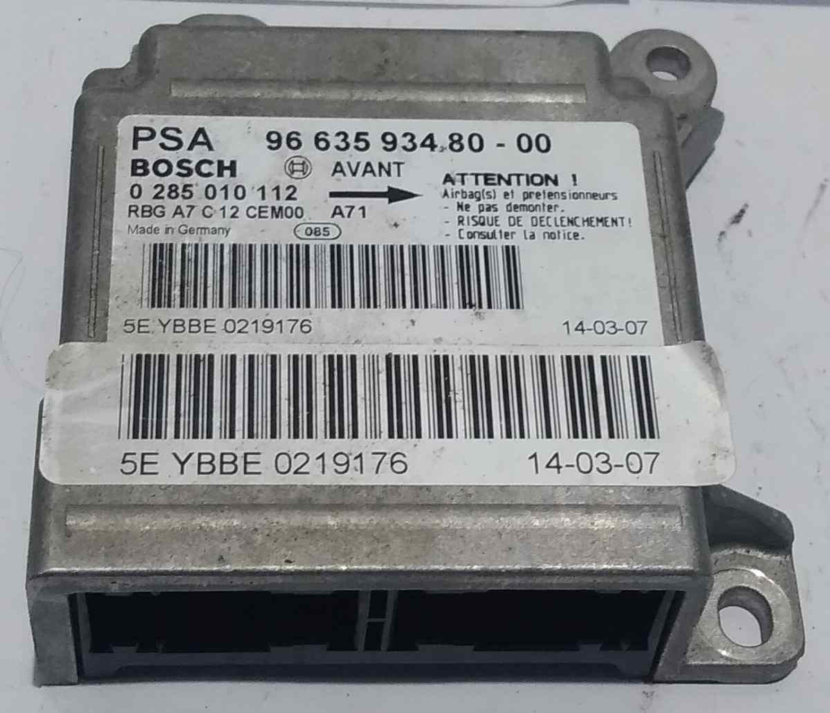 CENTRALINA  AIRBAG PEUGEOT 207 1.6 HDI 0285010112<br /><br /> <br /><br />