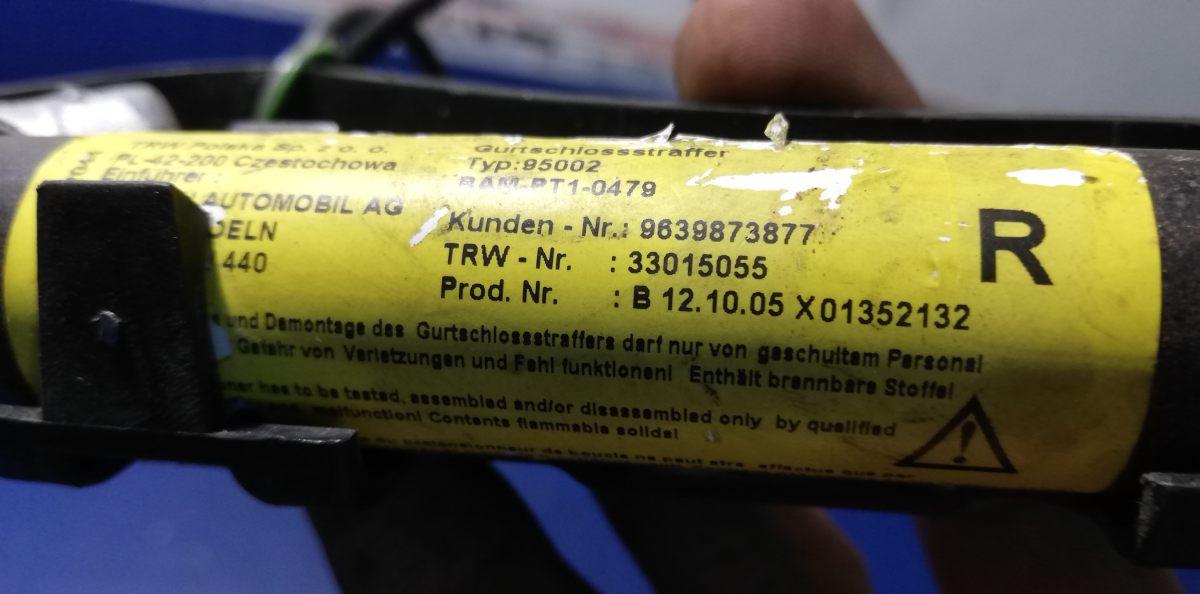 PRETENSIONATORE CINTURA DX CITROEN C3 PLURIEL 9639873877<br /><br /><br />