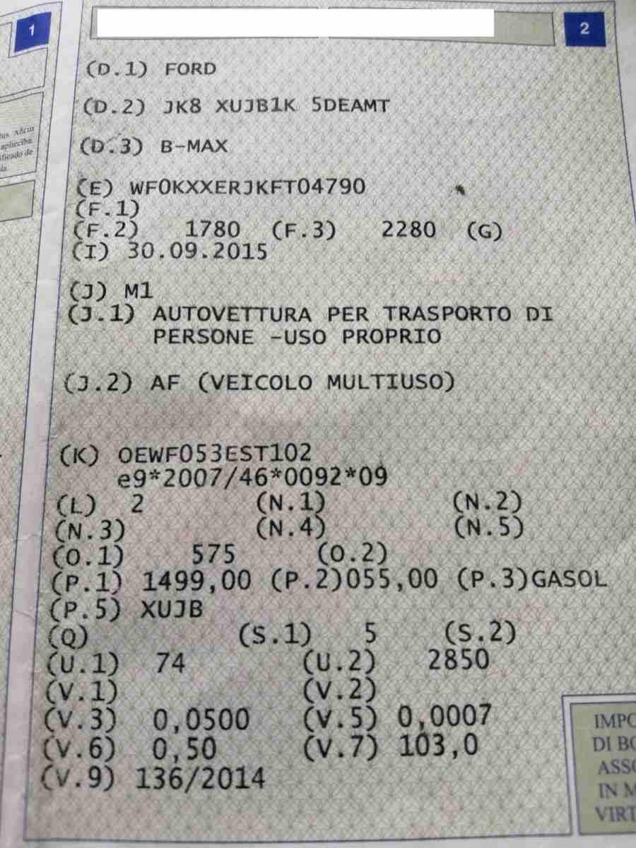 motore ford fiesta b max xujb km 25000 cilindrata 1500 kw55 cv 75