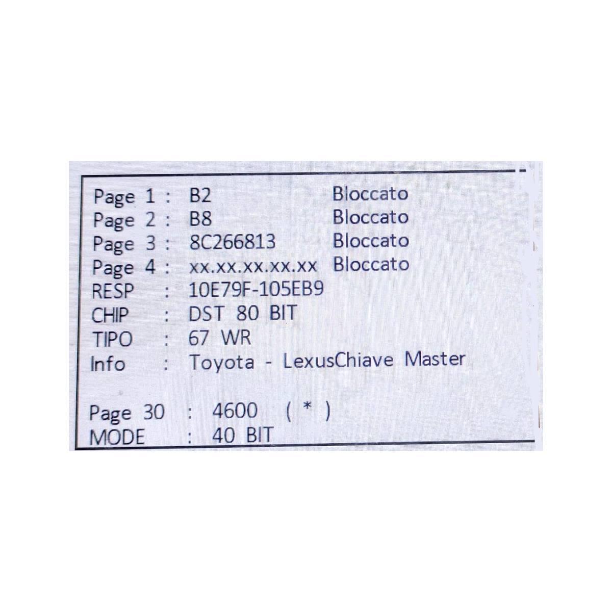 Trasponder 4D67 chip avviamento