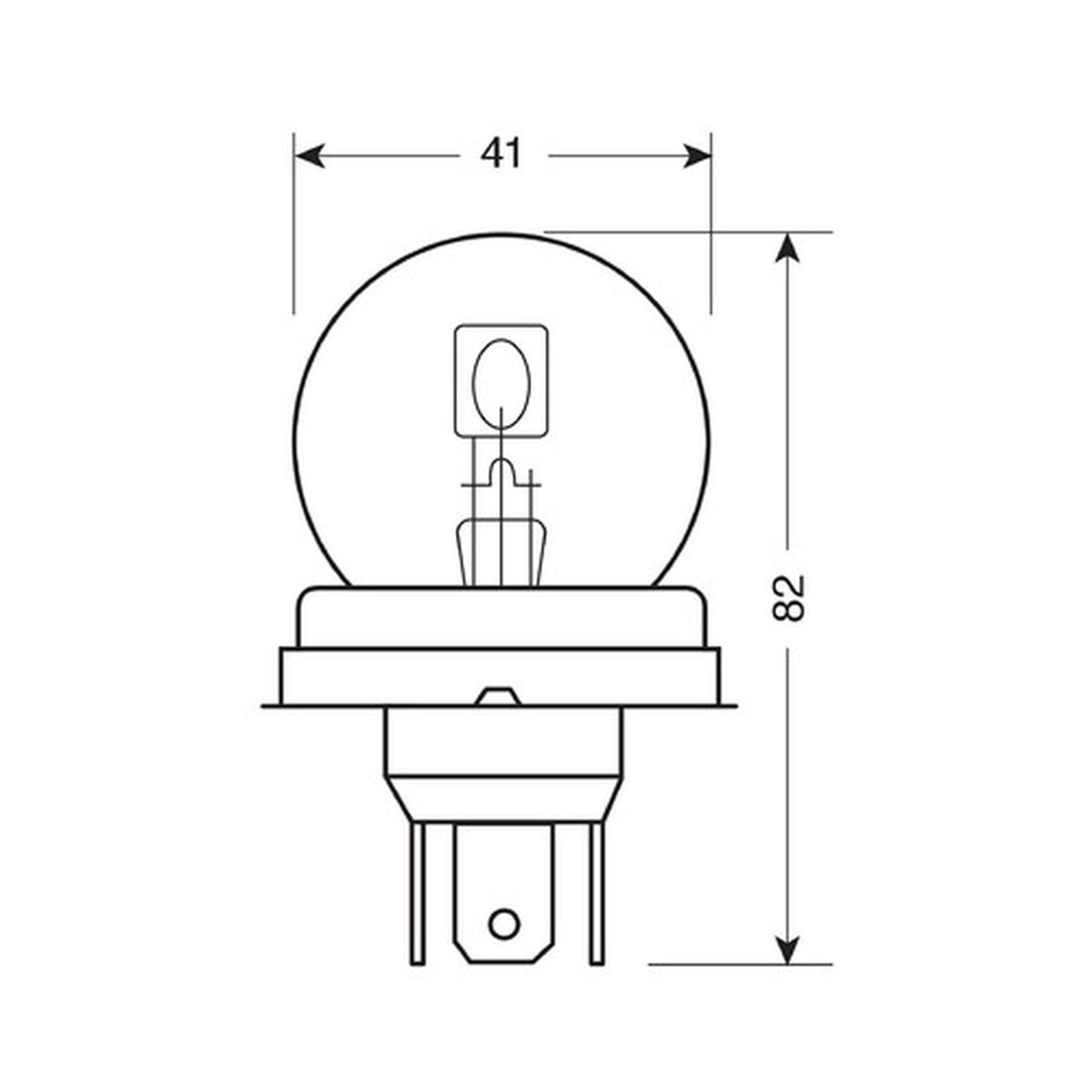 12V Lampada asimmetrica biluce - R2 asymmetric - 40/45W - P45t - 1 pz - Scatola