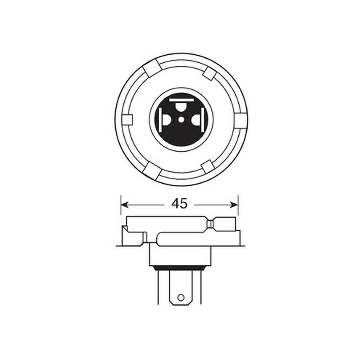 12V Lampada asimmetrica biluce - R2 asymmetric - 40/45W - P45t - 1 pz - Scatola