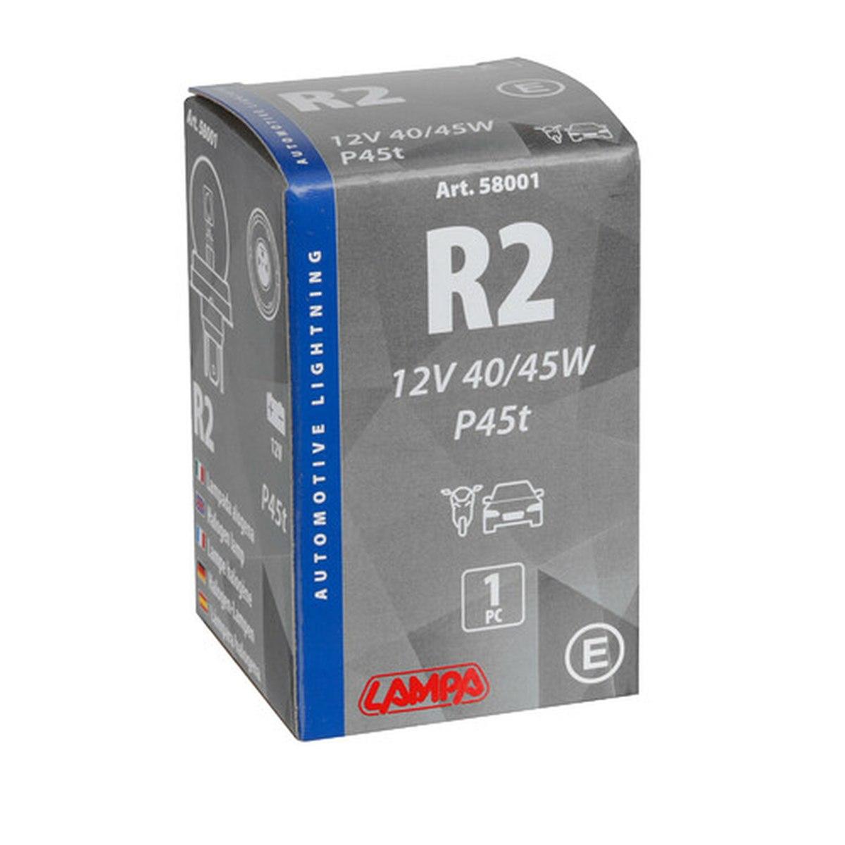 12V Lampada asimmetrica biluce - R2 asymmetric - 40/45W - P45t - 1 pz - Scatola