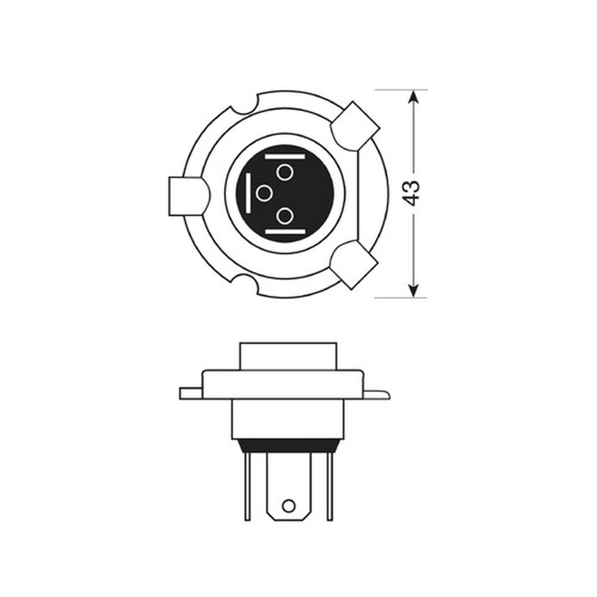 Lampada alogena - H19 - 60/55W - 12v - PU43t-3 - D/Blister