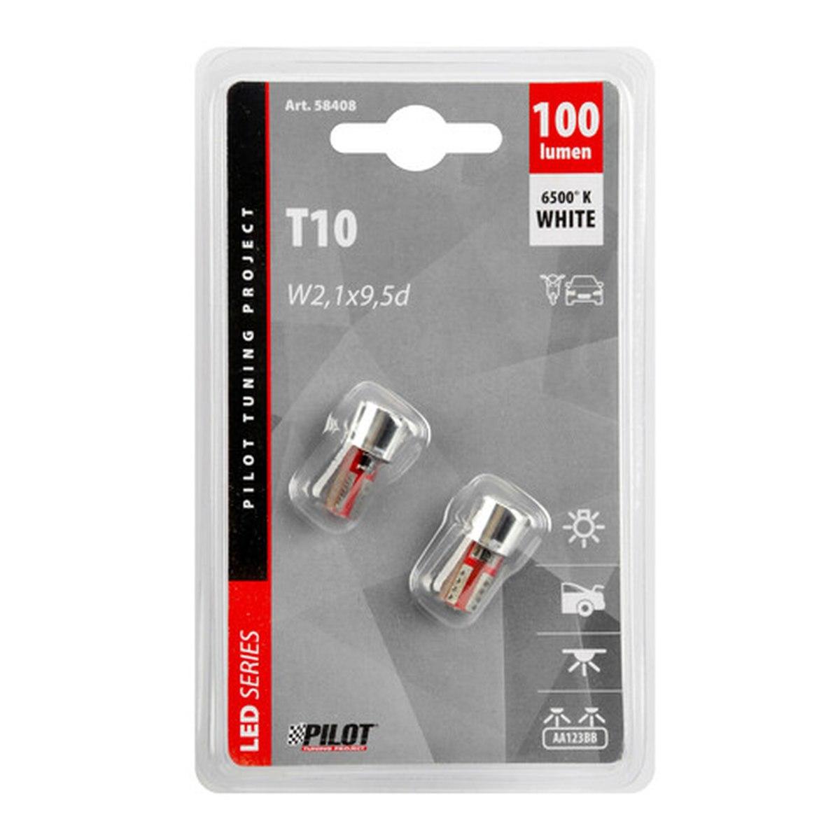 Led series - 6 Led SMD - (T10) - W2,1x9,5d - 12V - Scatola - Bianco - Doppia polarità - Resistenza incorporata