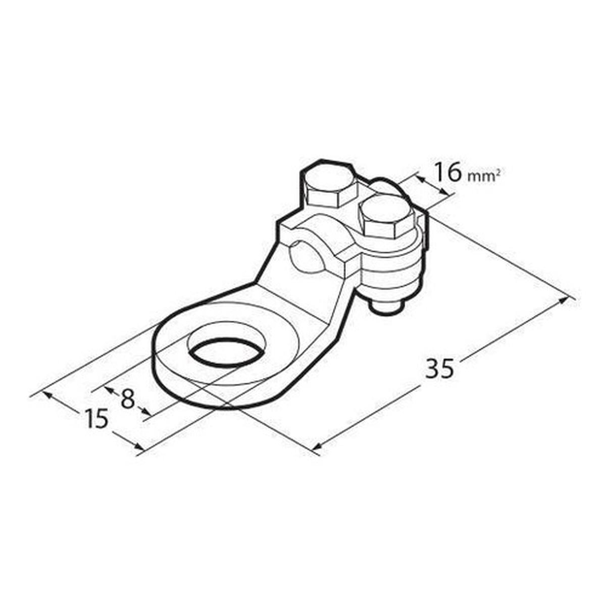 Set 2 pz capicorda di potenza in ottone nichelato, con fissaggio cavo a piastrina - Sezione 16 mm, foro 8 mm