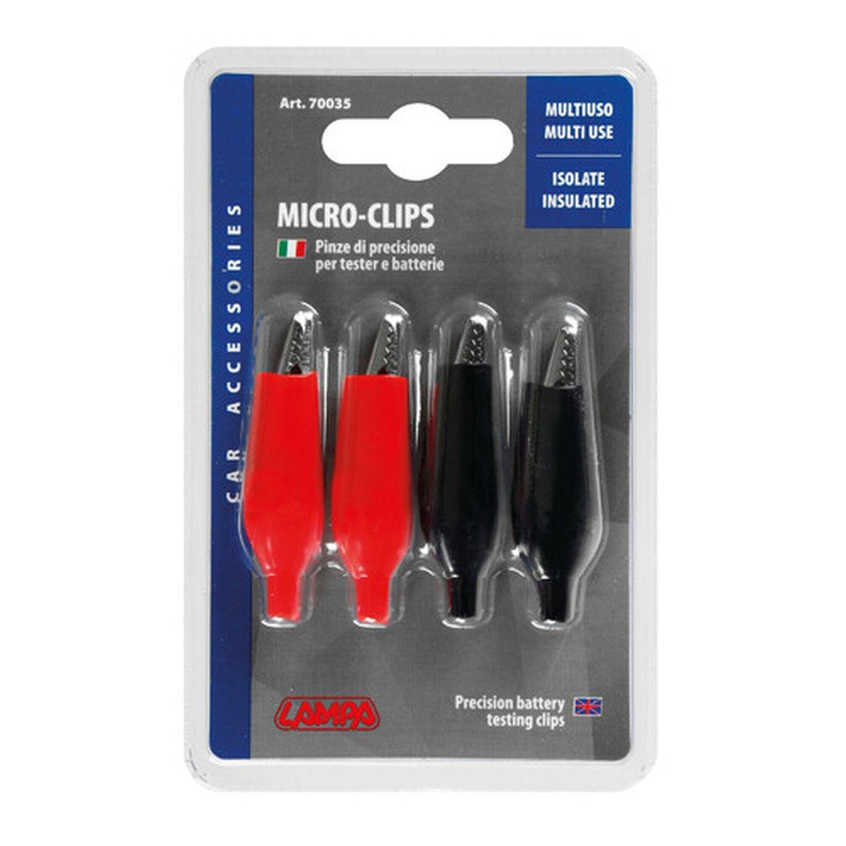 Micro-clips, set 4 pinzette isolate - 4,5 cm