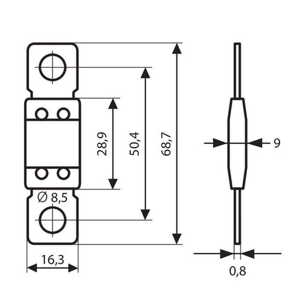 Maxi+, fusibile lamellare tipo ANL 12/32V - 80A