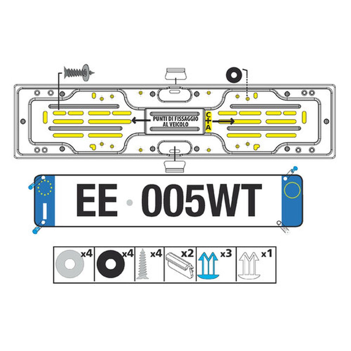 Portatarga posteriore in acciaio - Nero