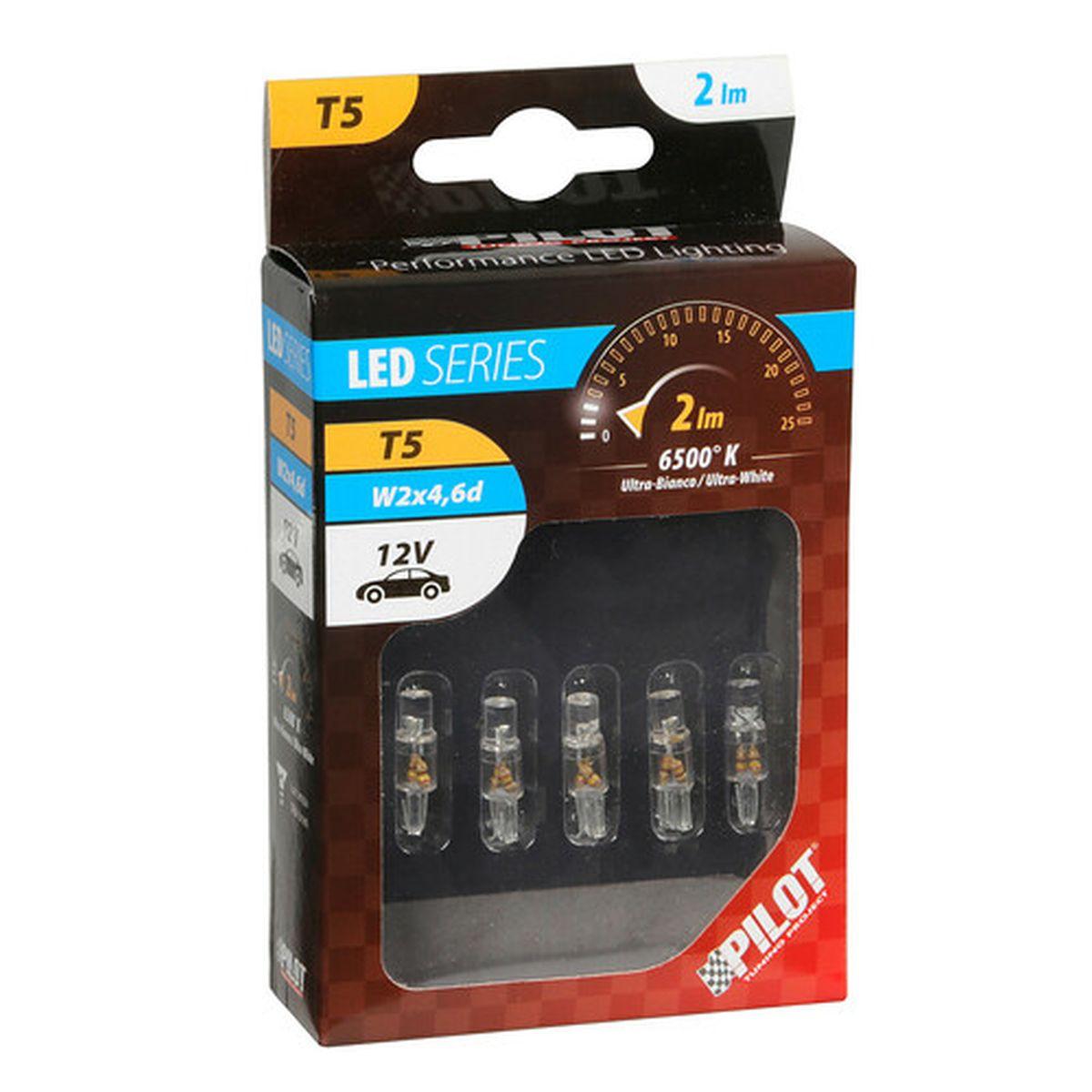 Kit Lampade cruscotto 1 Led - (T5) - W2x4,6d - 12V - D/Blister - Bianco