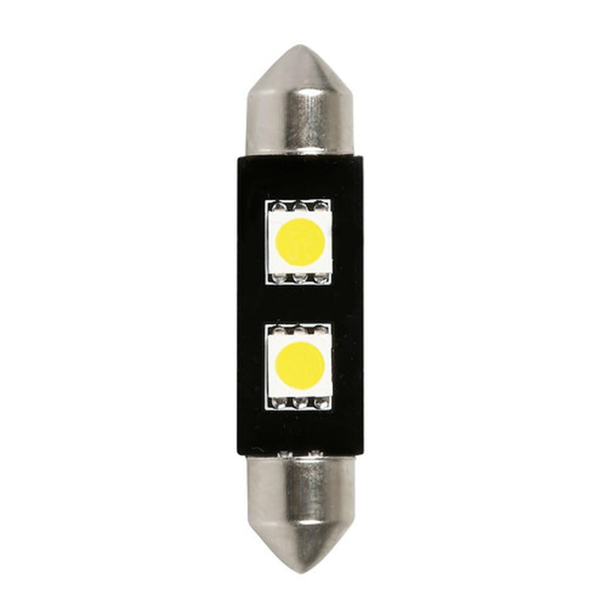Hyper-Led 6 - 2 SMD x 3 chips - 10x42 mm - SV8,5-8 - 12V - D/Blister - Bianco - Doppia polarità - Resistenza incorporata