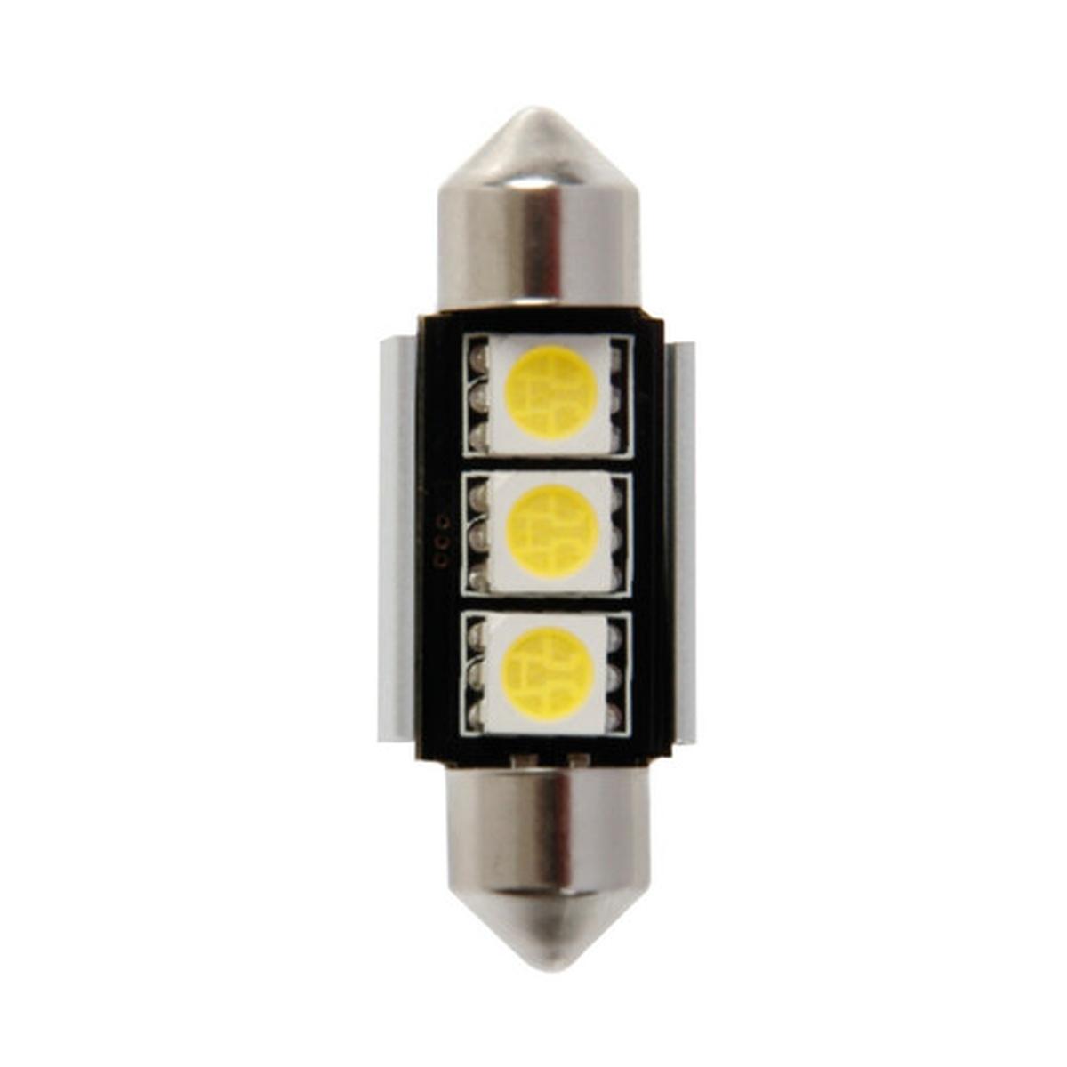 Hyper-Led 9 - 3 SMD x 3 chips - (C5W) - 10x36 mm - SV8,5-8 - 12V - D/Blister - Bianco - Doppia polarità - Resistenza incorporata