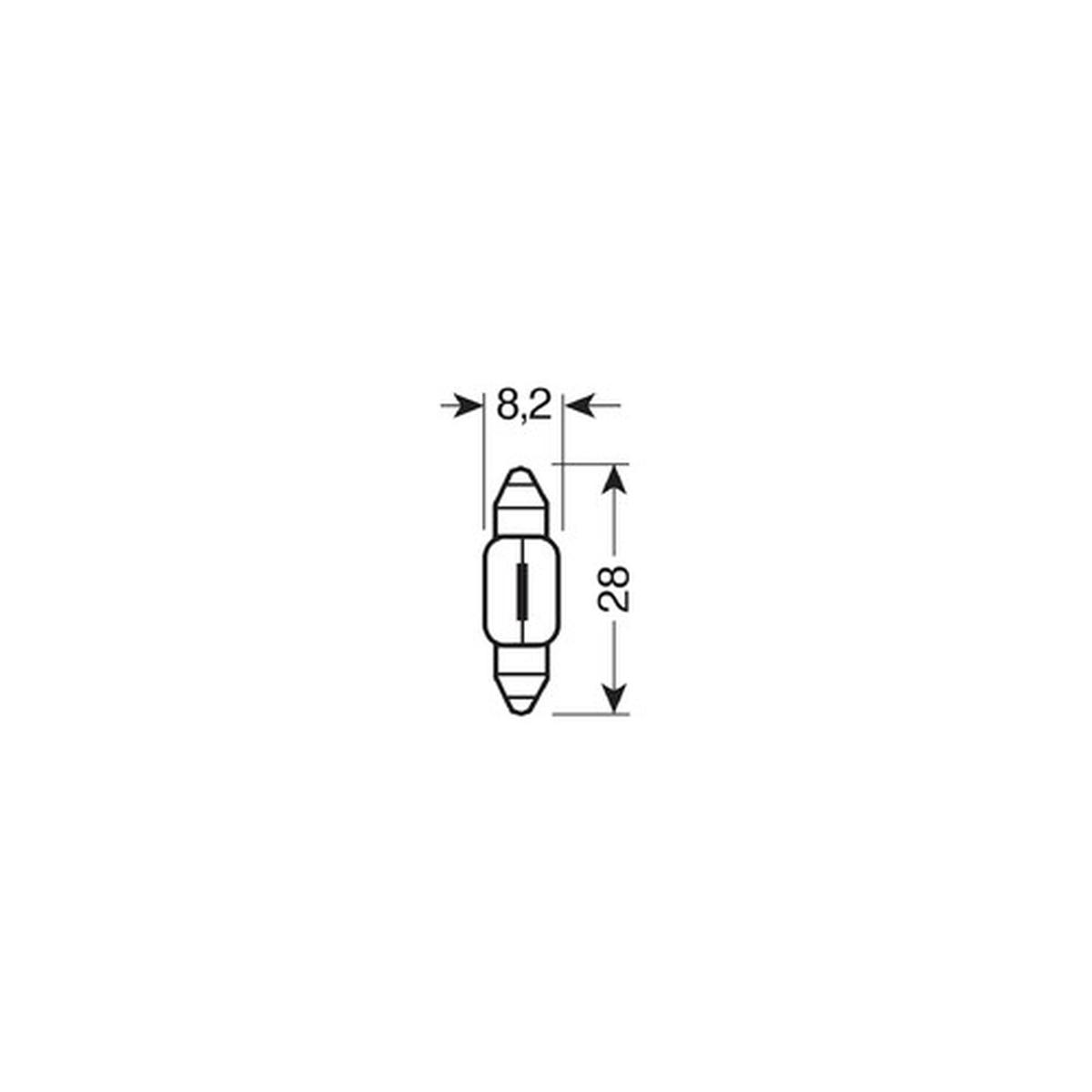 12V Lampada siluro - 8x28 mm - 15W - SV7-8 - 2 pz - D/Blister