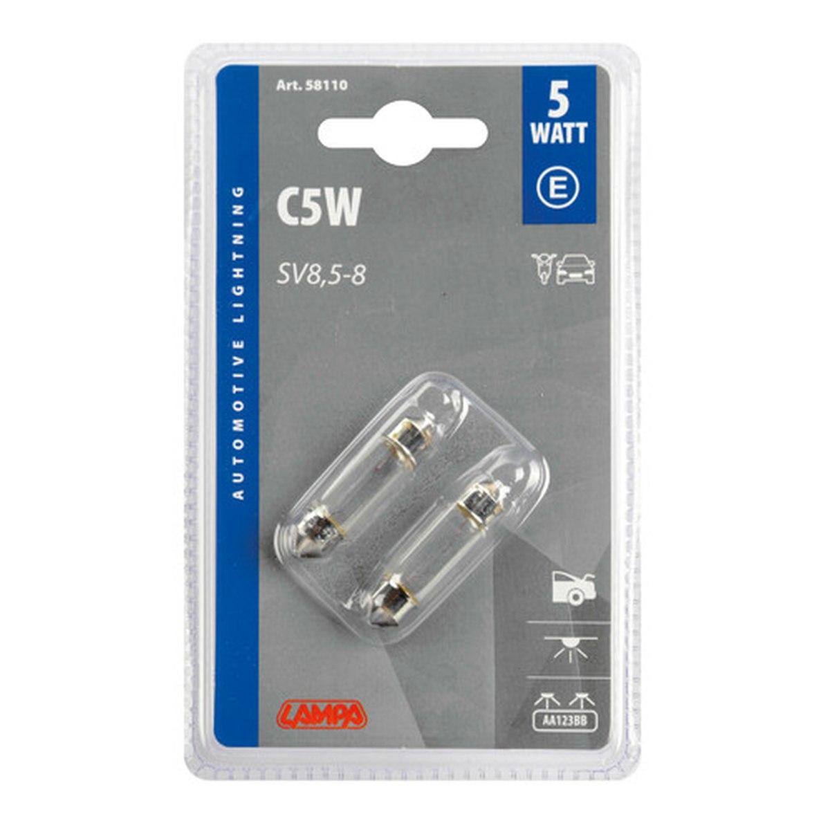 12V Lampada siluro - C5W - 11x35 mm - 5W - SV8,5-8 - 2 pz - D/Blister