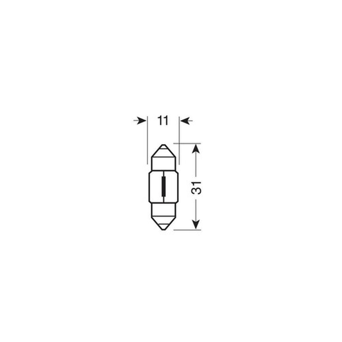 12V Lampada siluro - 11x31 mm - 10W - SV8,5-8 - 2 pz - D/Blister