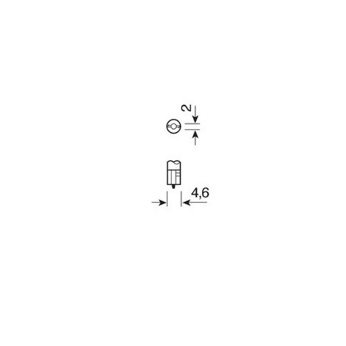 12V Lampada con zoccolo vetro - T5 - 2W - W2x4,6d - 2 pz - D/Blister<br />
