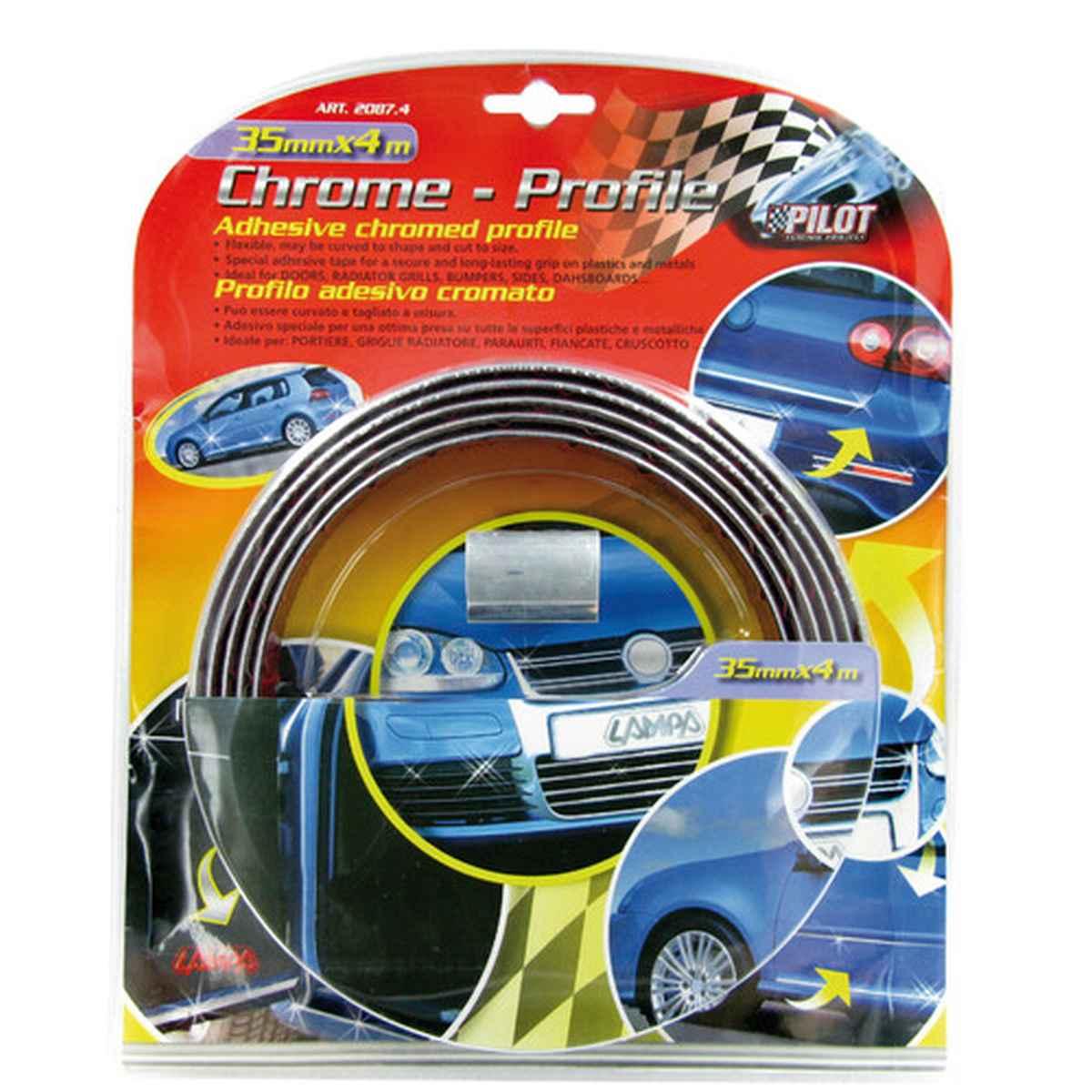 Profilo adesivo cromato - 4 m - 35 mm