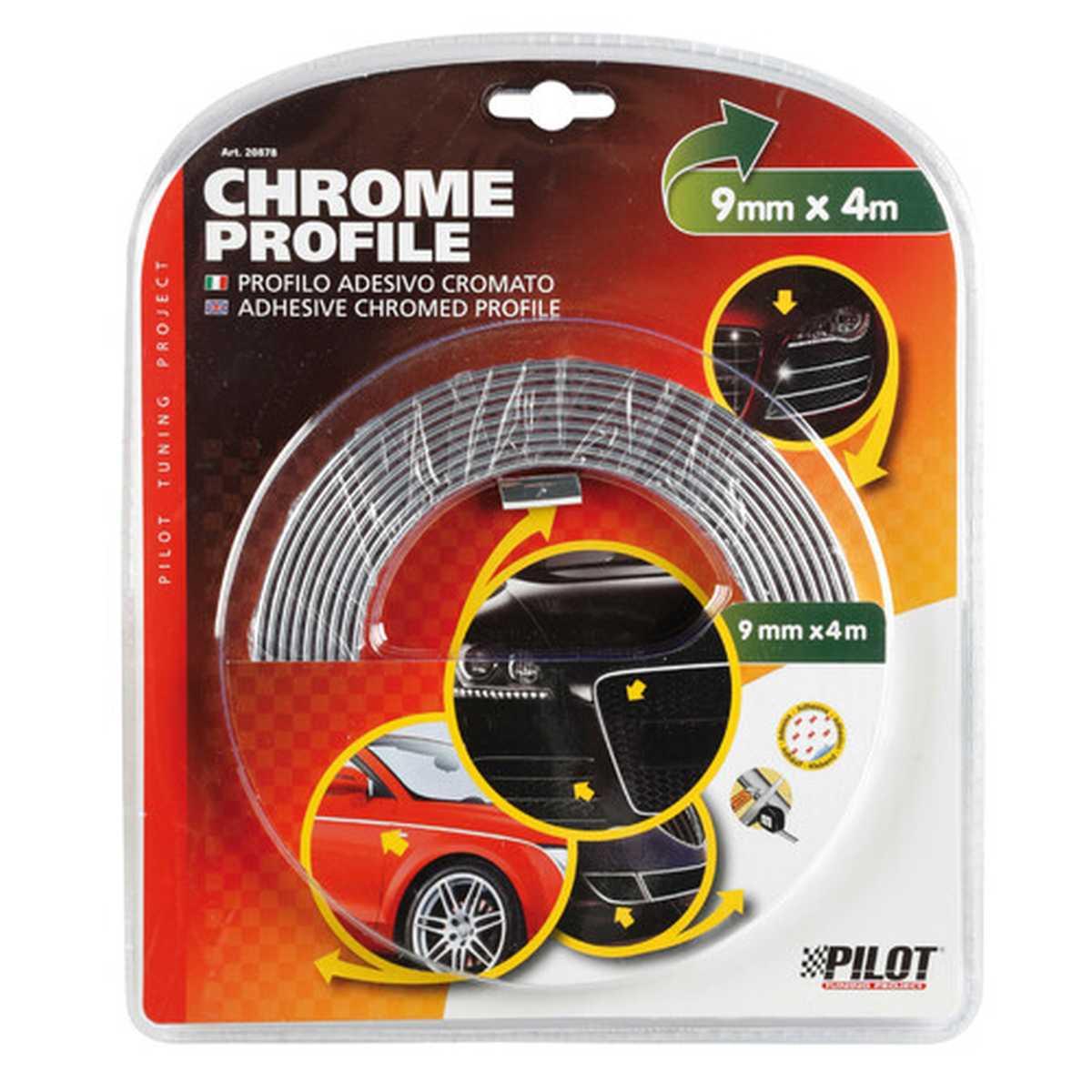 Profilo adesivo cromato - 4 m - 9 mm