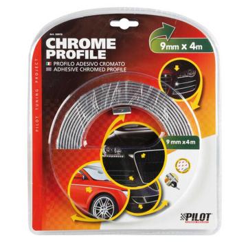 Profilo adesivo cromato - 4 m - 9 mm