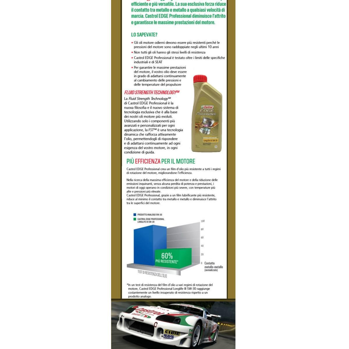 5 litri OLIO MOTORE CASTROL EDGE TITANIUM FST LONGLIFE III 5W30