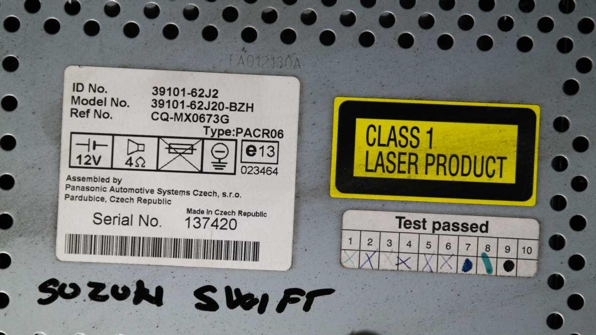 3910162j20bzh suzuki swift dal 2004 al 2010 autoradio